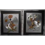 Pair of Michelle Emblem foil art pictures of fairies, 49 x 39cm