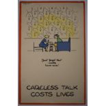 Fougasse (Cyril Kenneth Bird 1887-1965) original WW2 propaganda poster Careless Talk Costs Lives,