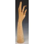 Shopfitting / haberdashery shop wooden hand for gloves with articulated thumb and forefinger, H38cm