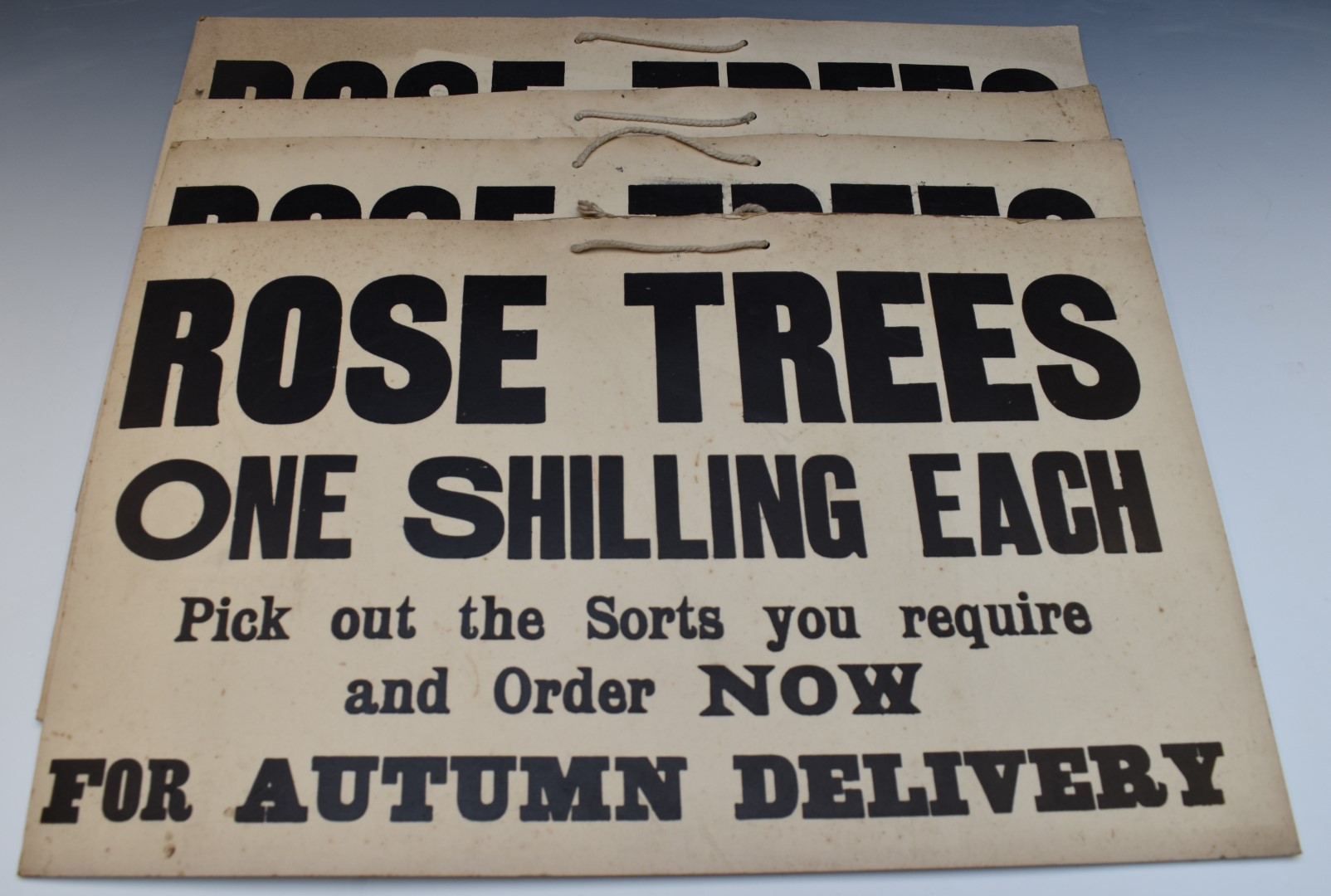 Vintage cardboard/pressed board signage including English and Son Rose Growers Gloucester and - Image 6 of 11