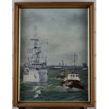 A. Moody maritime acrylic on board 'HMS Sirius Rough Water - River Mersey' or 'Mersey Welcome',