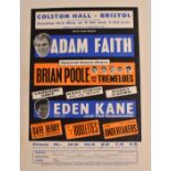 Colston Hall Bristol flyer for 3rd May 1964 advertising a concert featuring Adam Faith, Brian