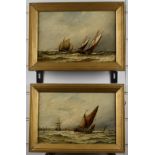 John Lovell pair of maritime oil paintings 'In the Mersey' and 'French Fishing Boats', both