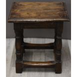 18th/19thC oak joint stool, W40 x D32 x H43cm