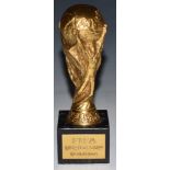 1974 FIFA World Cup replica trophy made by Bertoni of Milan raised on marble base, 15cm tall, by