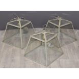 Set of three glass hanging lamps, W38cm