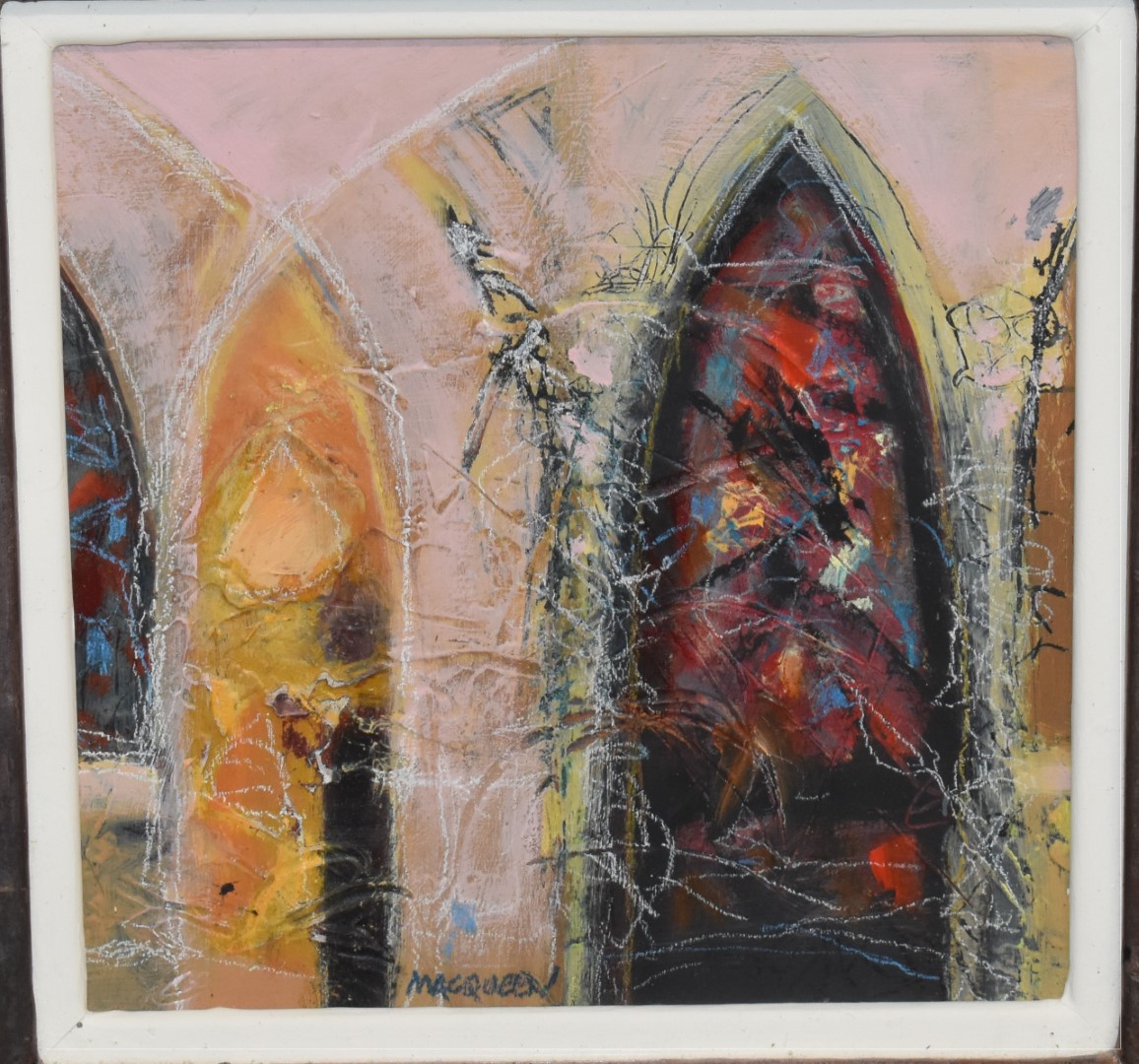 Charles Macqueen (Scottish b1940) 'Cloister', signed to lower edge, 21 x 21cm, titled verso, in - Image 2 of 4