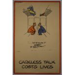 Fougasse (Cyril Kenneth Bird 1887-1965) original WW2 propaganda poster Careless Talk Costs Lives,