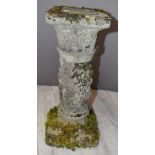 Bronze sundial on stone stand, H58cm