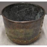 Riveted copper copper or log bin, H32, diameter 46cm