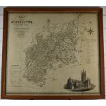 Greenwood & Co. 1831 map of Gloucestershire, 61 x 68cm, in wooden frame