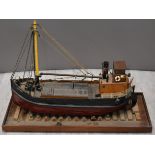 Scratch built model Clyde Puffer or similar ship 'Sealight', overall length on base 68cm