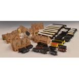 Forty mainly Peco N gauge model railway locomotives, coaches and wagons together with a collection