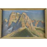 Theodore Howard Somervell, OBE, FRCS (British 1890-1975) oil on canvas mountains and foothills,