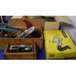 Woodworking tools to include Stanley plough plane, Record no 77 plane, Stanley Bailey No. 4 and a