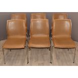 Set of six modern plywood and chrome chairs