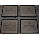 Four 18th/19thC maritime interest engravings of boat or ship hulls, each marked Benard Direxit lower