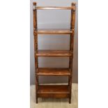 Mahogany what not with five shelves and single drawer to base, W 56 x D 26 x H 160cm