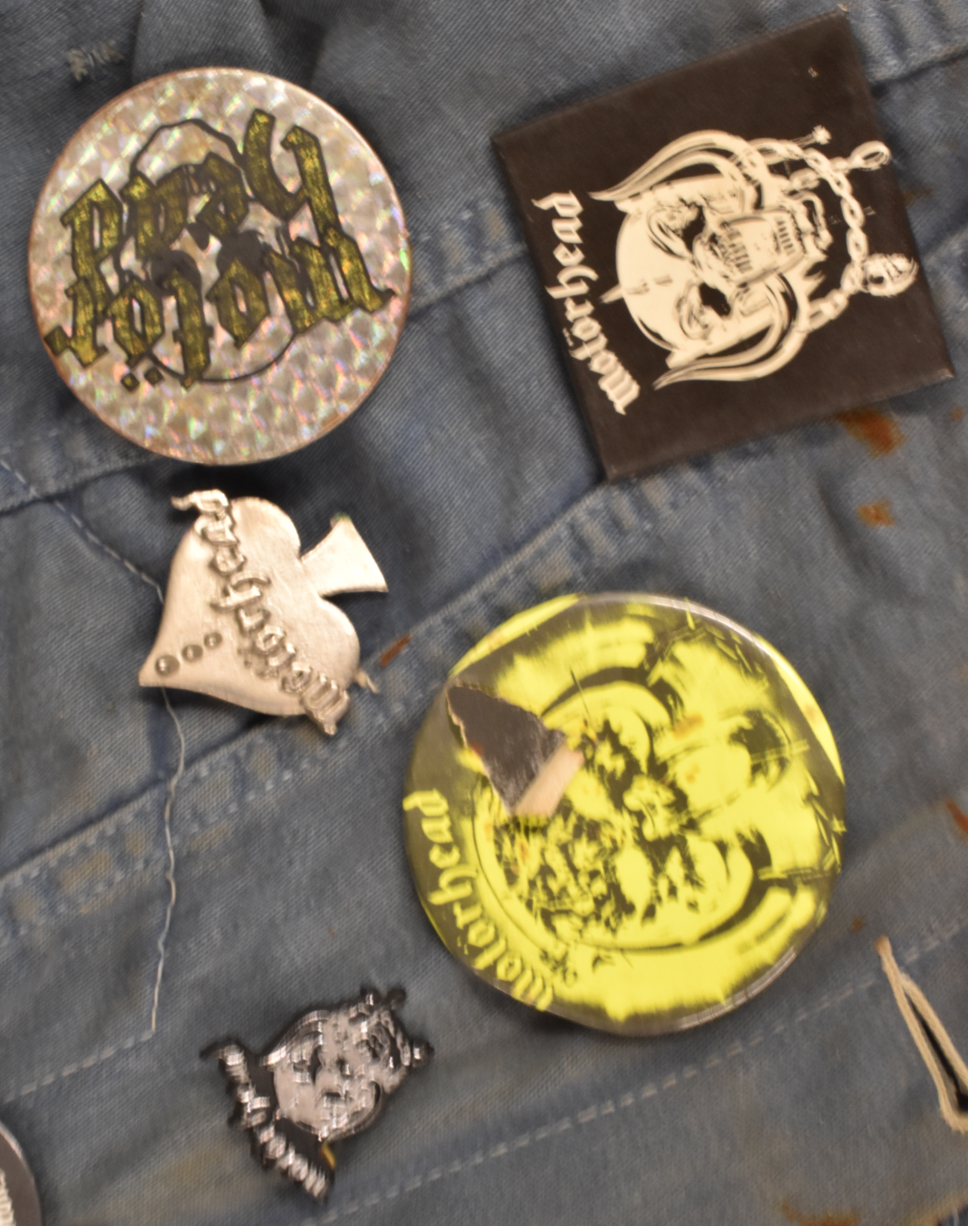 A collection of c1980's Motorhead and other heavy metal related badges, on a denim waistcoat with - Image 3 of 4