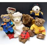 Seven various Teddy bears including Merrythought Bingie Brigadier, Bear Essentials George