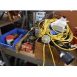 Workshop equipment including a Sievert gas torch with extra nozzles, electrical cables, Dremel