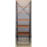 Ladderax or similar shelves, comprising two ladders, three deep and two shallow shelves and fourteen