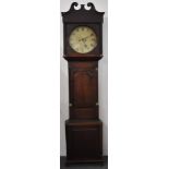 19thC oak and mahogany cased 8 day longcase clock with painted circular Roman dial by Chas
