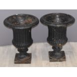 A pair of vintage case iron campagna urns, H50, diameter 39cm