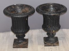 A pair of vintage case iron campagna urns, H50, diameter 39cm