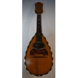 19thC bowl back mandolin, labelled Carlo Ricardo Napoli, in original case