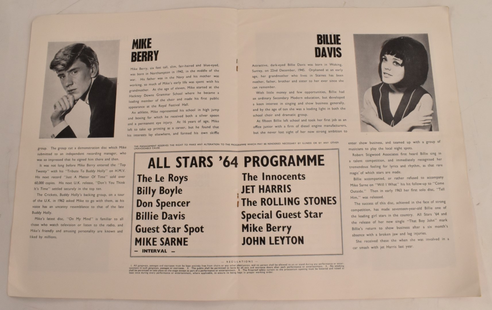 Robert Stigwood Associates Ltd presents All Stars '64 tour programmes, the tour featured The Rolling - Image 2 of 4