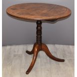 19thC mahogany circular breakfast table, H80, diameter 79cm