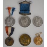 Six commemorative medals including 1937 Coronation of George VI and 1935 Silver Jubilee both