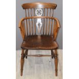 Elm seated Windsor armchair