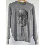 Damien Hirst designed Libertine, Johnson Hartig and Cindy Greene grey jumper with sequinned skull