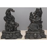 Pair of cast iron Punch and Judy doorstops, probably 19thC, H 35cm