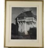 Jim Hope Simpson signed black and white photograph of Stokesay Castle, Shropshire, 37 x 29cm,