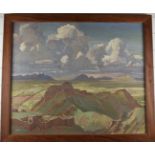 Theodore Howard Somervell, OBE, FRCS (British 1890-1975): Oil on canvas of a hill fort, plain and