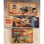 Three vintage children's toys comprising Merit Space Pilot Super-Sonic Gun, Epoch's Spaceship and