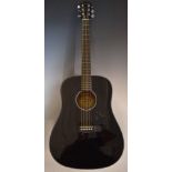Fender classic design model CD-60 Dread V3 DS/BLK, serial no IPS 191205387, fitted with six steel