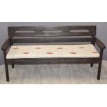 Arts & Crafts style oak bench, L156cm