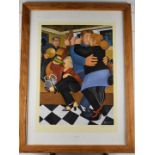 Beryl Cook signed print Shall We Dance, with gallery blind stamp lower left, 56 x 40cm, in modern