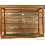 Vintage Dinky Toys shop display or retail cabinet with name to both sides, glass shelves and sliding