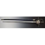 Replica Musketeer rapier with 95cm blade and leather sheath. PLEASE NOTE ALL BLADED ITEMS ARE