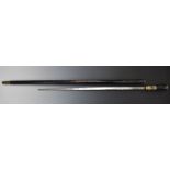 Swordstick with inlaid bone handle, brass lion head pommel and India to 59cm blade. PLEASE NOTE