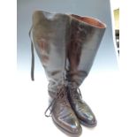 WW1 pair of brown leather boots, made in England for Associated Military Stores of Chicago and