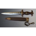 German Nazi Third Reich SA dagger with NRH to crosspiece, 'Alles Fur Deutschland' to 22cm blade, Axt