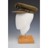 British Army khaki field service cap with Intelligence Corps badge and West End Tailoring Co, 17
