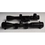 Two rifle scopes one 3-9x40EG with scope mounts and rail the other AGS 3-9x40 MD2 Mil-Dot Adj with