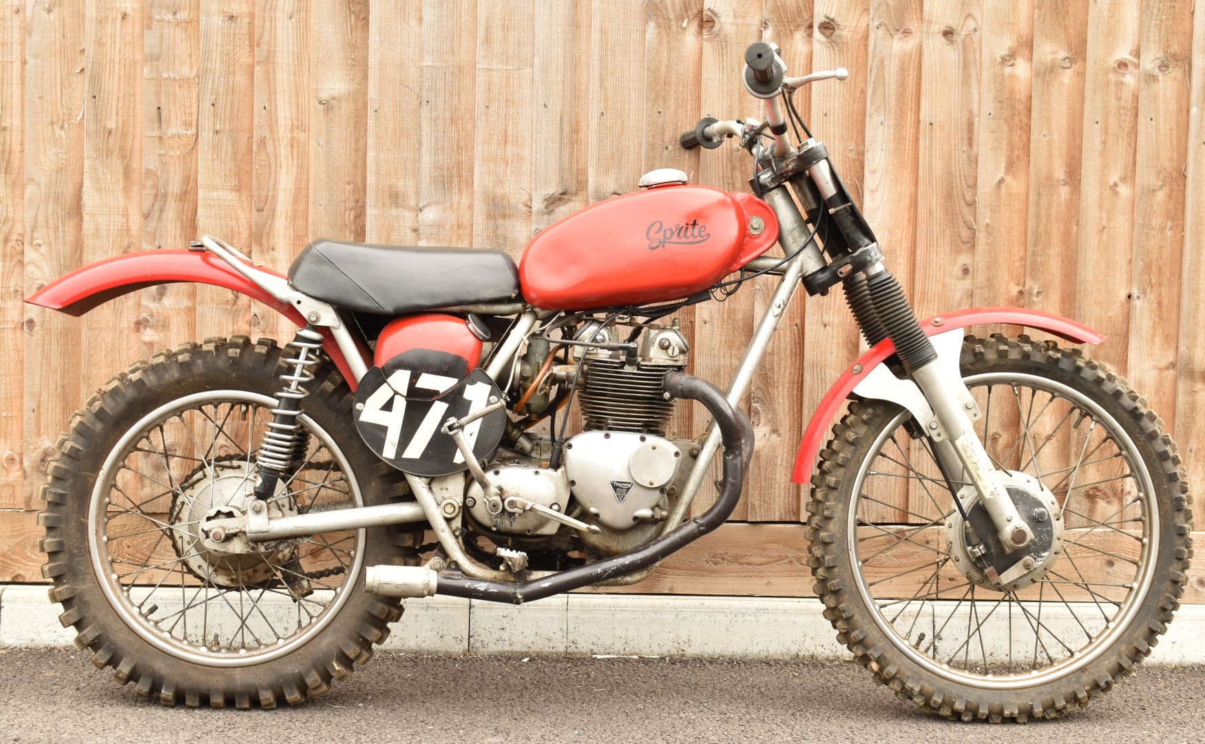 Sprite scrambler motorbike with Triumph 3TA engine, ex Alex King, with REH hubs, frame number AM - Image 7 of 11